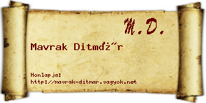 Mavrak Ditmár névjegykártya